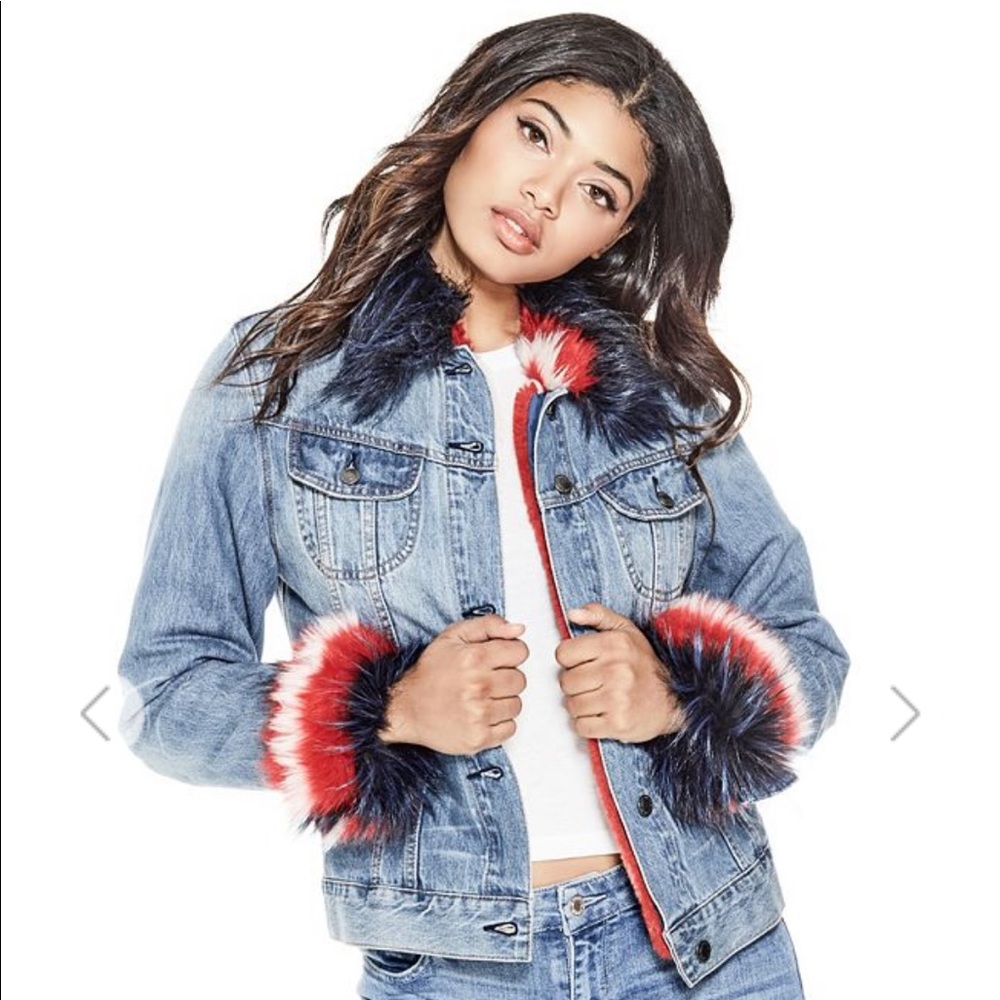 Guess 3 in 1 Jean Faux Fur Jacket